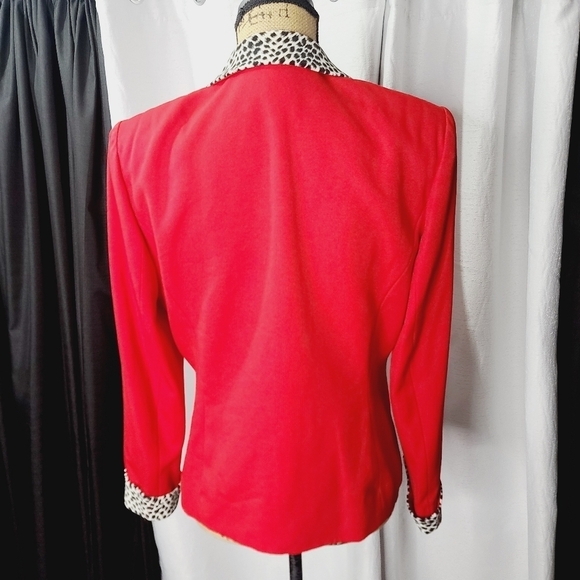 Vintage Red Leopard Print Button Front Jacket - Picture 2 of 15